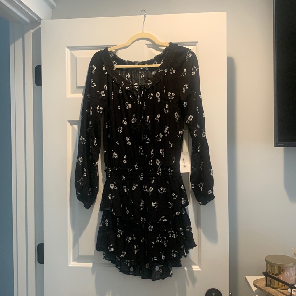 Red dress black floral dress NWT